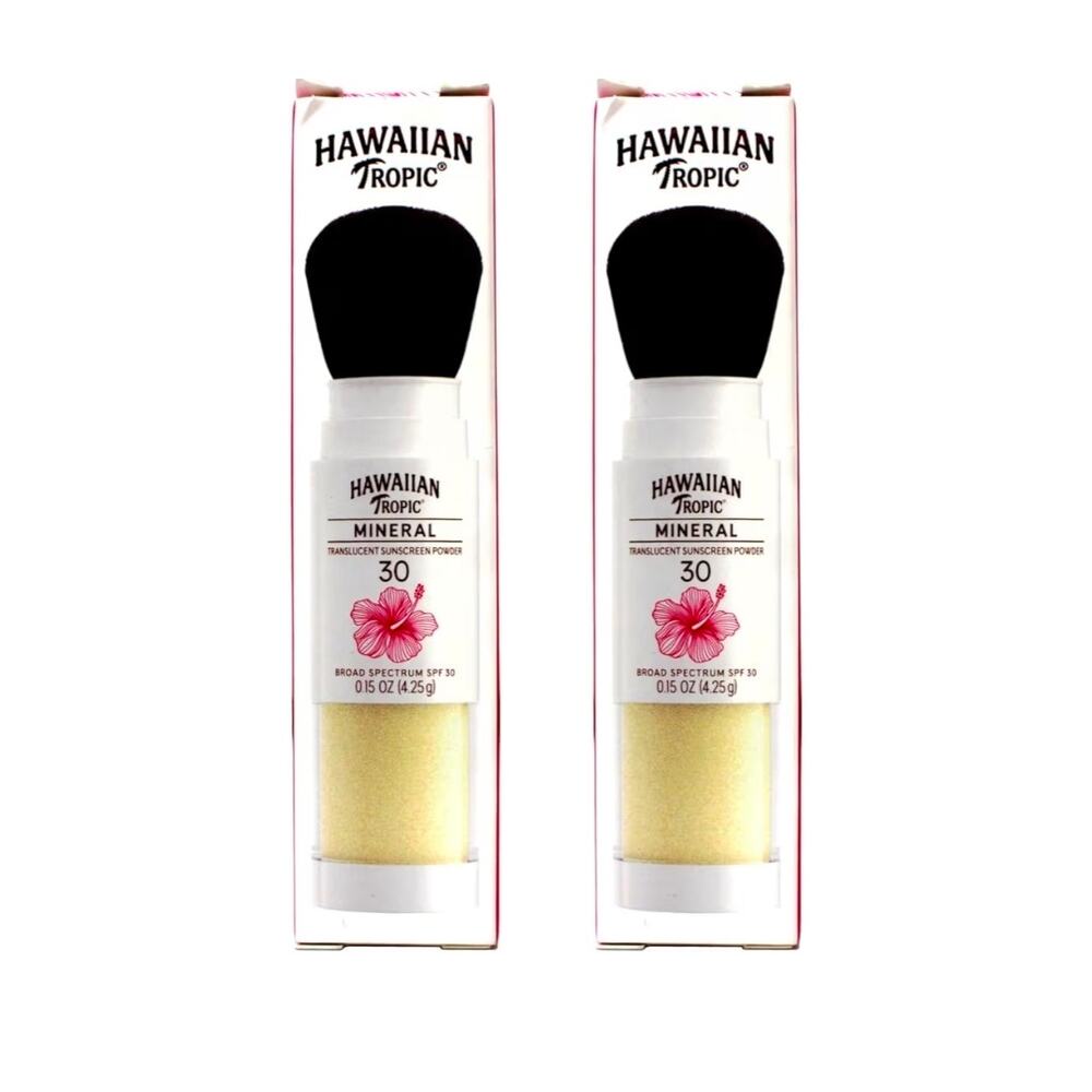 Hawaiian Tropic Mineral Translucent Powder Sunscreen Brush SPF 30, 2 Pack